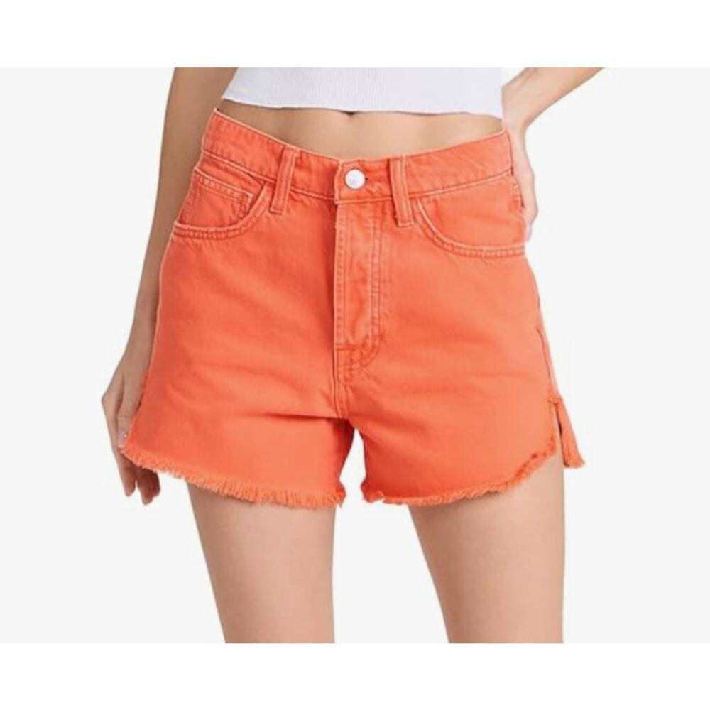 7 FOR ALL MANKIND Easy Ruby Cut Off Short Women's Size 24- Orange NWT